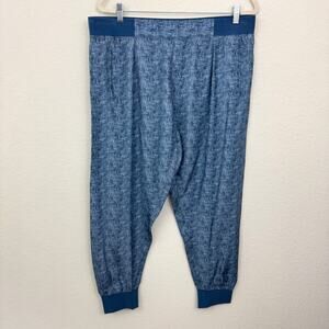 ATM Womens Silk Charmeuse Jogger Pants Size XL 100% Silk Lightweight Naval Blue